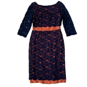 Boden Navy and Coral Lace Dress